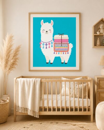 Alpaca Art Print PNG for Kids Rooms