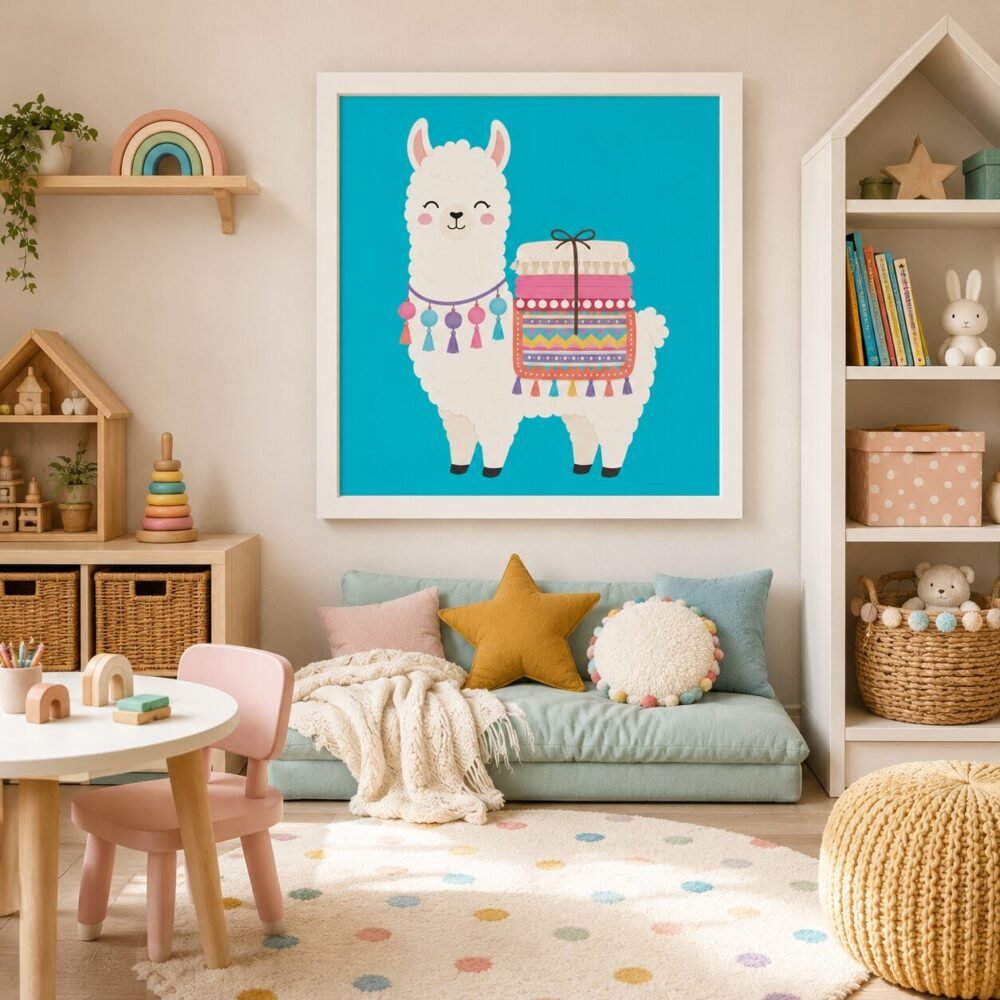 Alpaca Art Print PNG – Kids Nursery & Playroom Digital Wall Art - Image 2