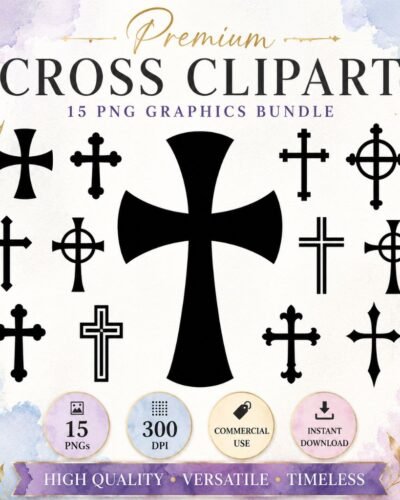 Download 15 Christian Cross SVG designs for Cricut, Silhouette, laser cutting, vinyl decals, shirts, church crafts and religious projects.