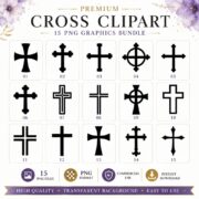 Cross SVG Bundle – 15 Christian Cross Silhouette SVG Files for Cricut & Silhouette - Image 3