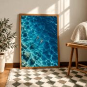 Mediterranean Blue Swimmer Wall Art Digital Download – Tiny Swimmers Ocean Print – product image 4