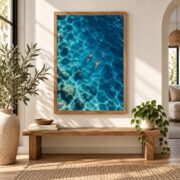 Mediterranean Blue Swimmer Wall Art Digital Download – Tiny Swimmers Ocean Print – product image 2