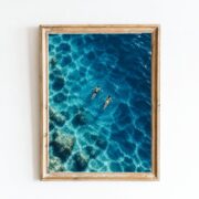 Mediterranean Blue Swimmer Wall Art Digital Download – Tiny Swimmers Ocean Print – main product image